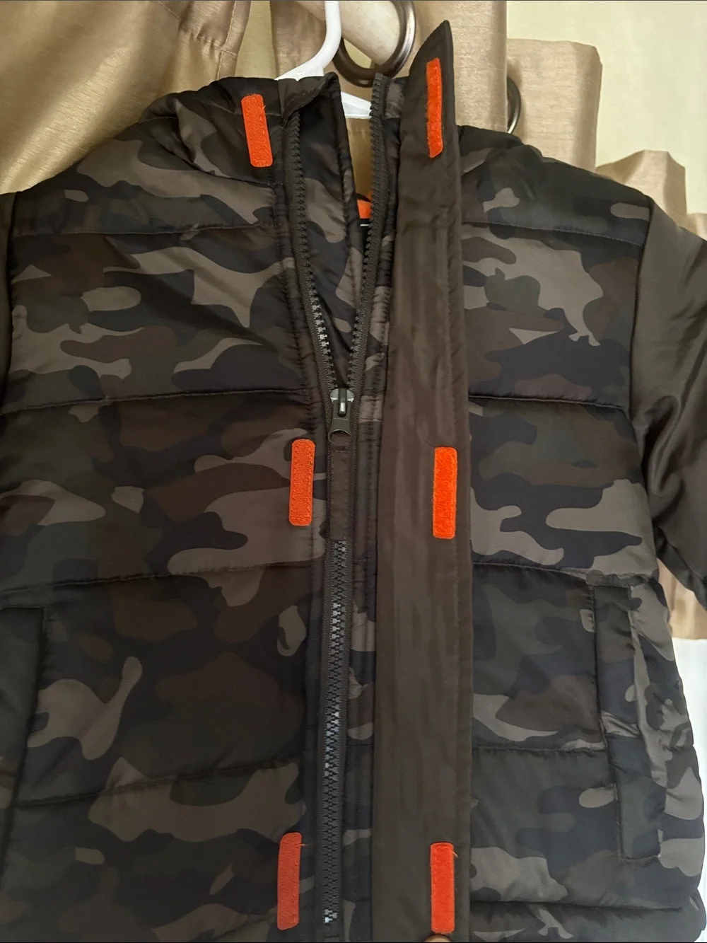 Rothschild Kids Camo Puffer Jacket with Orange Accent